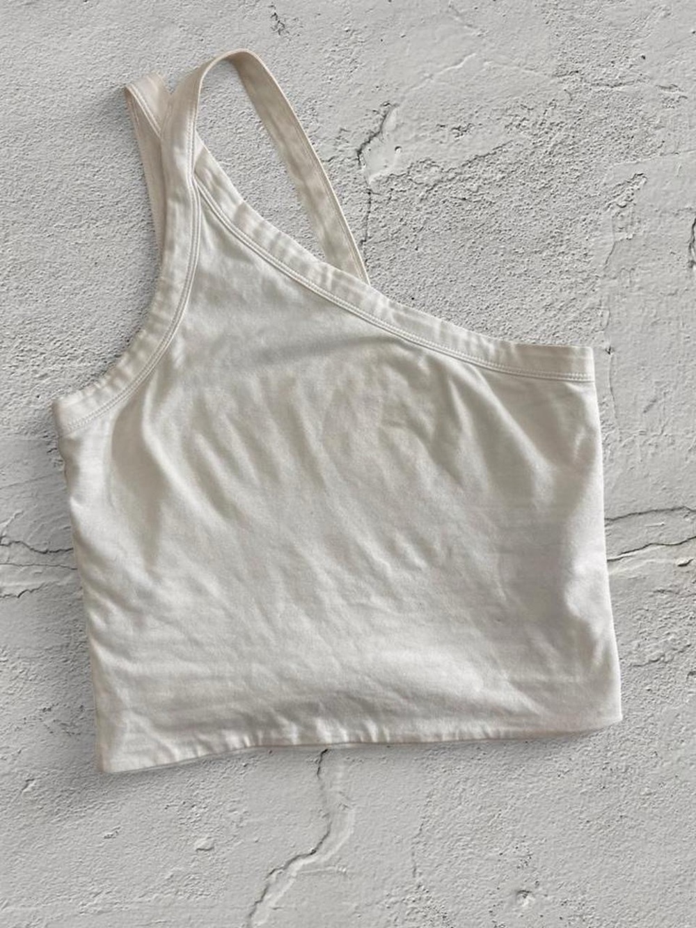 Cotton On White Asymmetric One-Shoulder Crop Tank